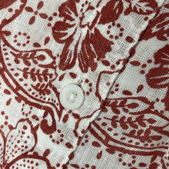 Garnet Hill Floral Button Up Top Women’s Size 0 European Flax Linen Long Sleeve - Picture 4 of 8